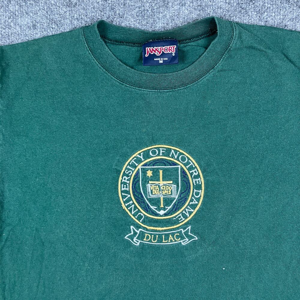 JanSport T-Shirt Mens Size M Green University of Notre Dame Crest USA College